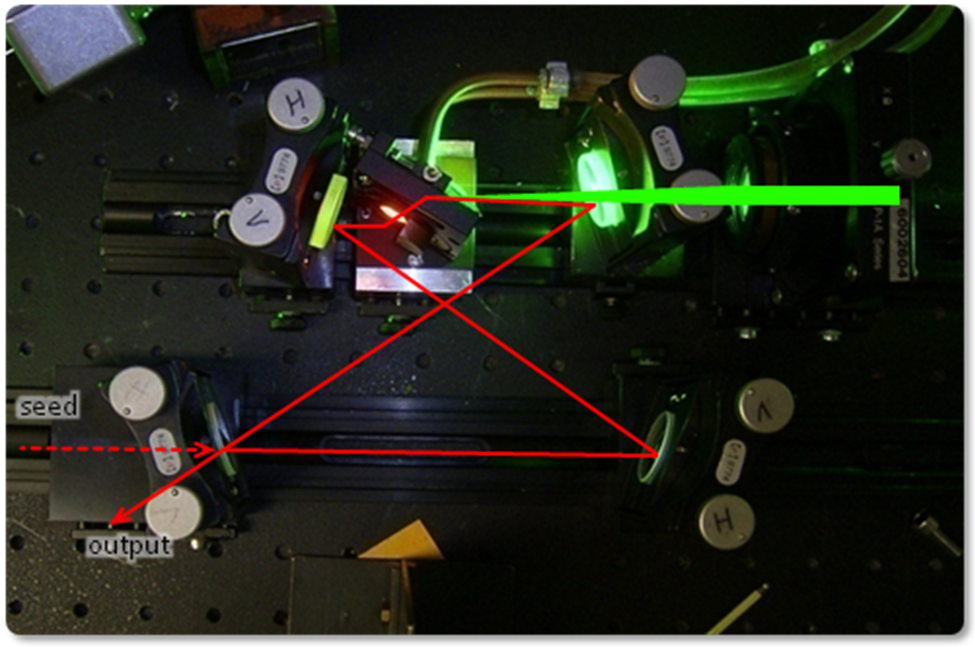 Foto des geseedeten Titan:Saphir-Laserprototyps