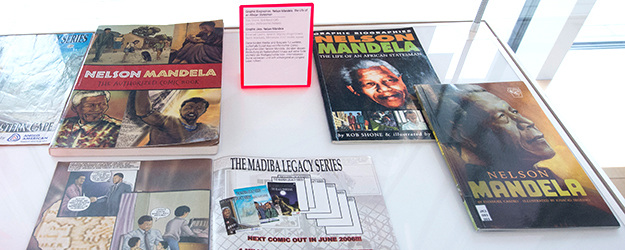 Auch die Geschichte von Friedensnobelpreisträger Nelson Mandela, der sich zeit seines Lebens im Kampf gegen die Apartheit in Afrika einsetzte, findet sich erzählt in einem Comic. (Foto: Peter Pulkowski) Auch die Geschichte von Friedensnobelpreisträger Nelson Mandela, der sich zeit seines Lebens im Kampf gegen die Apartheit in Afrika einsetzte, findet sich erzählt in einem Comic. (Foto: Peter Pulkowski)