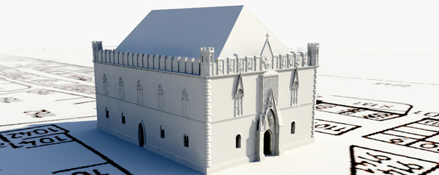 Der noch erhaltene Mascopsche Plan, der zur Steuererhebung diente und daher jedes einzelne Haus der Stadt mit einer Nummer verzeichnete, lässt eine genaue Verortung des Kaufhauses zu. (© Institut für Mediengestaltung, FH Mainz) Der noch erhaltene Mascopsche Plan, der zur Steuererhebung diente und daher jedes einzelne Haus der Stadt mit einer Nummer verzeichnete, lässt eine genaue Verortung des Kaufhauses zu. (© Institut für Mediengestaltung, FH Mainz)