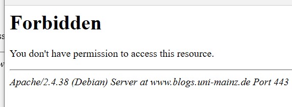 Fehlermeldung Forbidden to access this resource