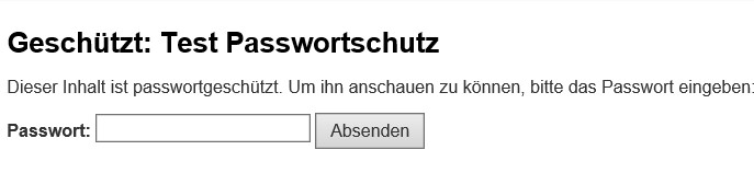 Formular Passwortschutz