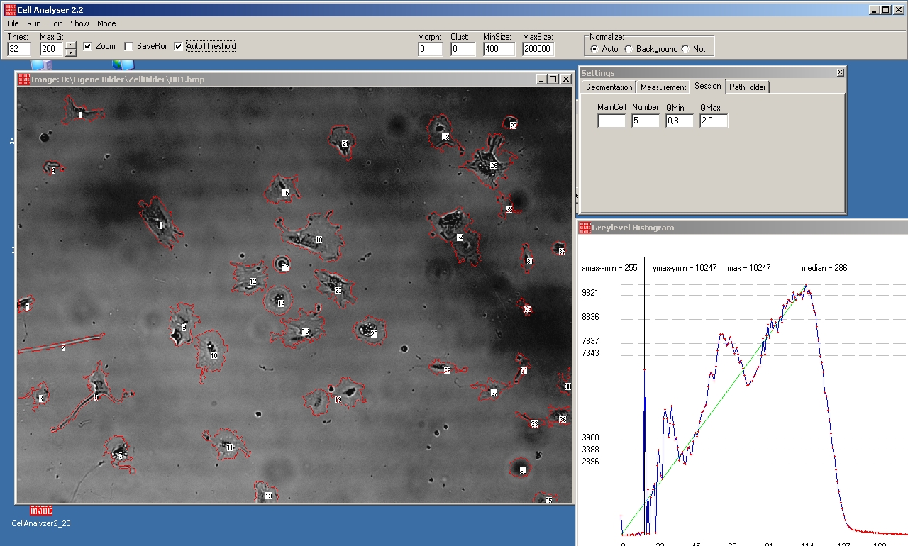 Screenshot CellAnalyser