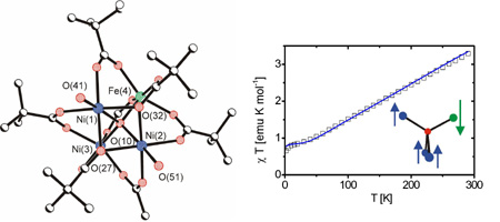 Structure and magnetic measurement of [FeNi3O(piv)7(Hpiv)2]