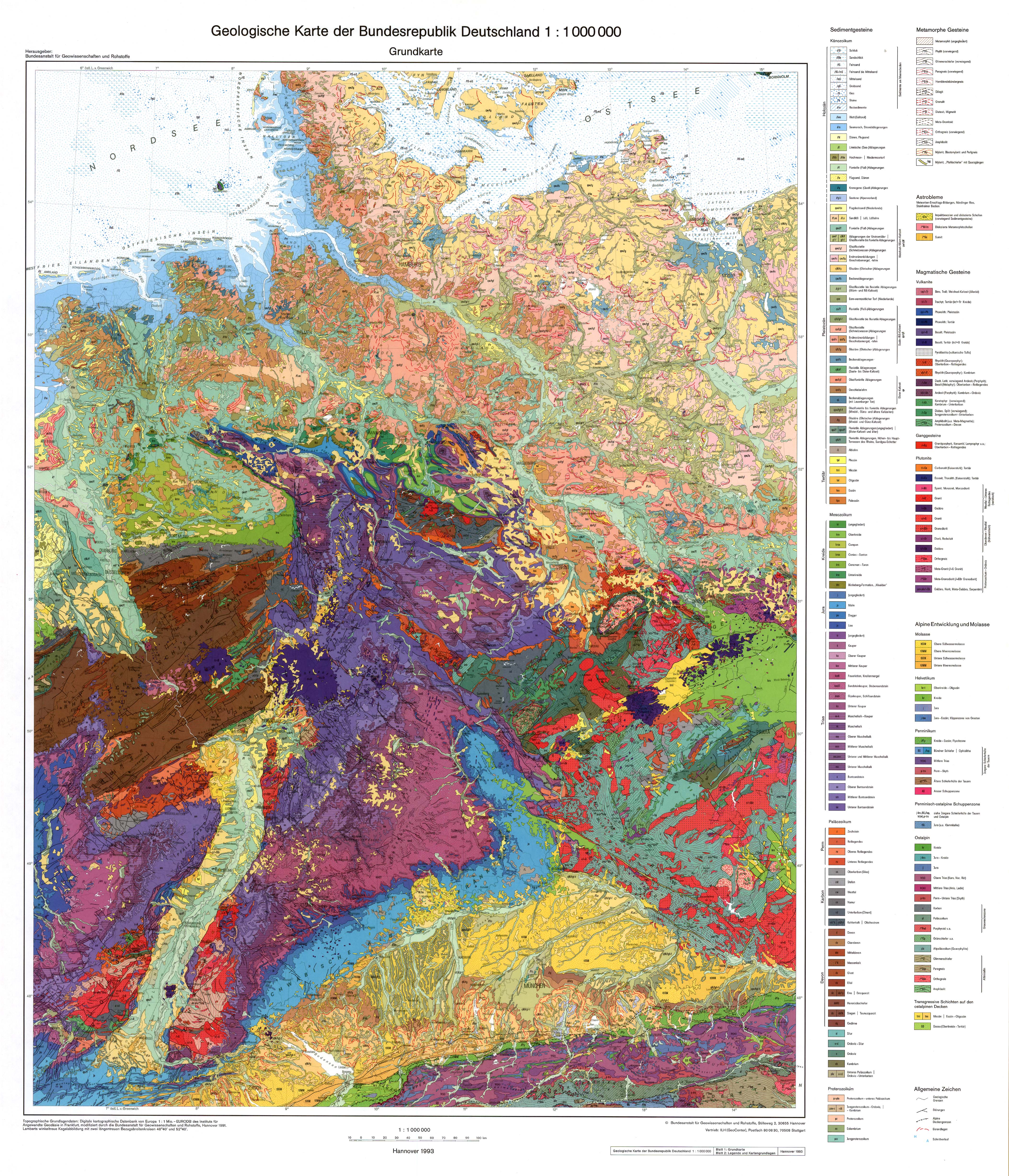 Geomorphologische Karte Deutschland