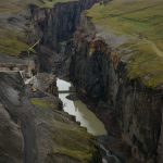 Trocken gelegter Canyon am Kárahnjúkar-Damm
