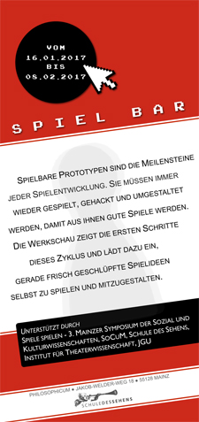 Flyer zur Werkschau "SPIEL BAR" (Download)