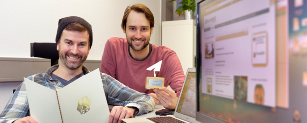 Kristoffer Braun und Andreas Dautermann sind im November 2014 von der Bundesregierung als 'Kultur- und Kreativpiloten 2014' ausgezeichnet worden. <small>(Foto: Uwe Feuerbach)</small>