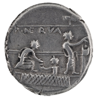 Rückseite des römischen Nerva-Dinar (Foto/©: Oliver Becker / Arbeitsbereich Alte Geschichte)