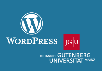 Die Logos von WordPress und der Johannes Gutenberg Universität