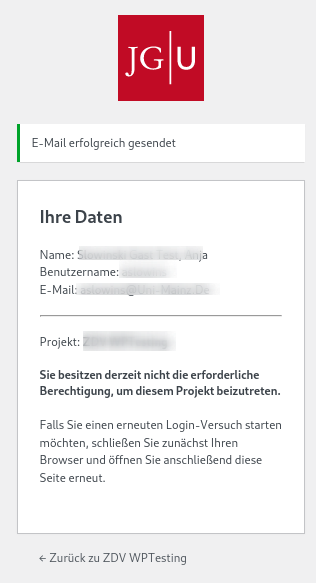 Single-Sign-On Anzeige ohne die Berechtigung auf dem Blog